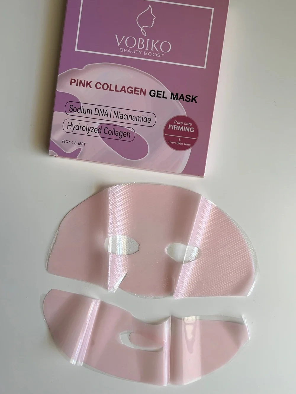 PDRN Pink Collagen Hydrogel Face Masks 12 Pack Sodium DNA Glass Skin VOBIKO Set